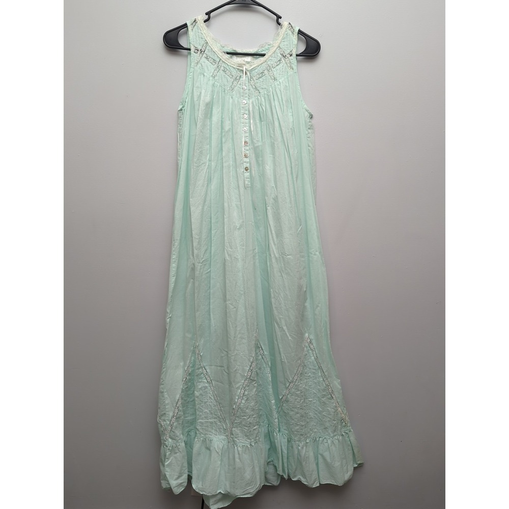 Eileen West Mint Green Cotton Lace Yoke Nightgown